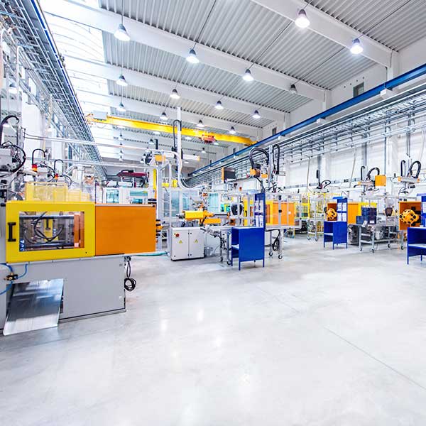 Futuristic machinery in production line
